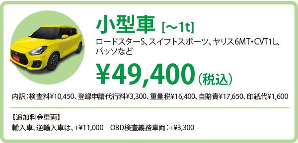 小型車（ロードスターS、スイフトスポーツ、ヤリス6MT・CVT1L、パッソなど）